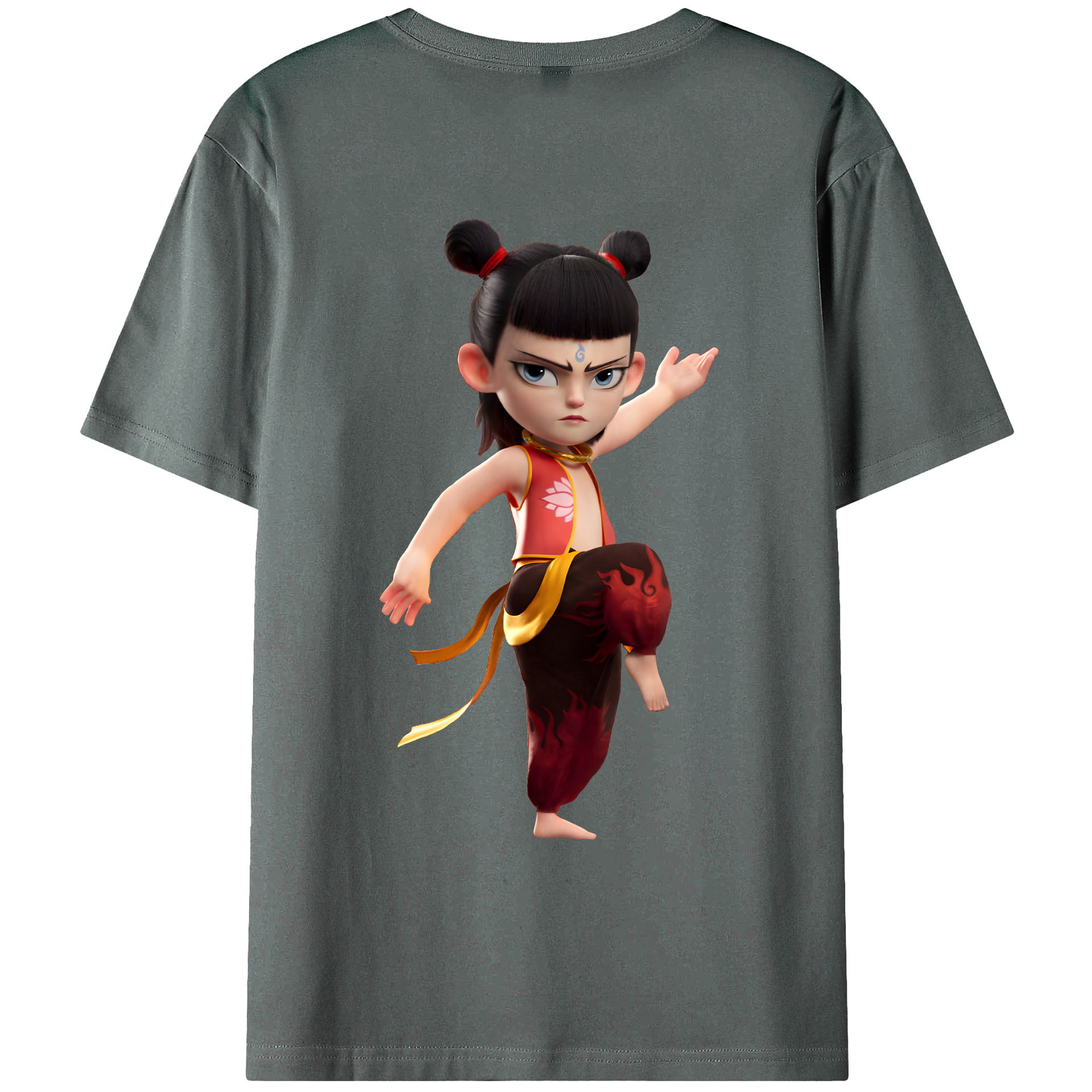 （画像用） Ne Zha 2 ナタ 魔童の大暴れ 綿100％ メンズ半袖Tシャツ（バックプリント） 通気性